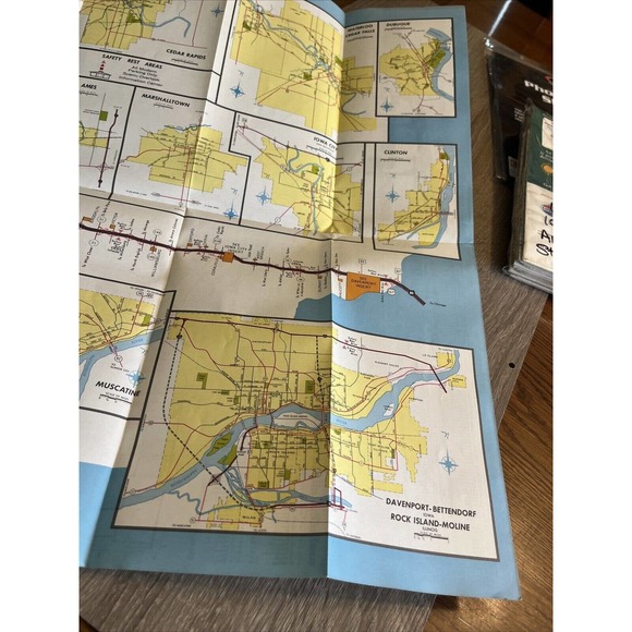 Vintage Iowa Highway Road Map Lot Of 2 1968 & 1969 Retro Travel US State Maps - Picture 8 of 11